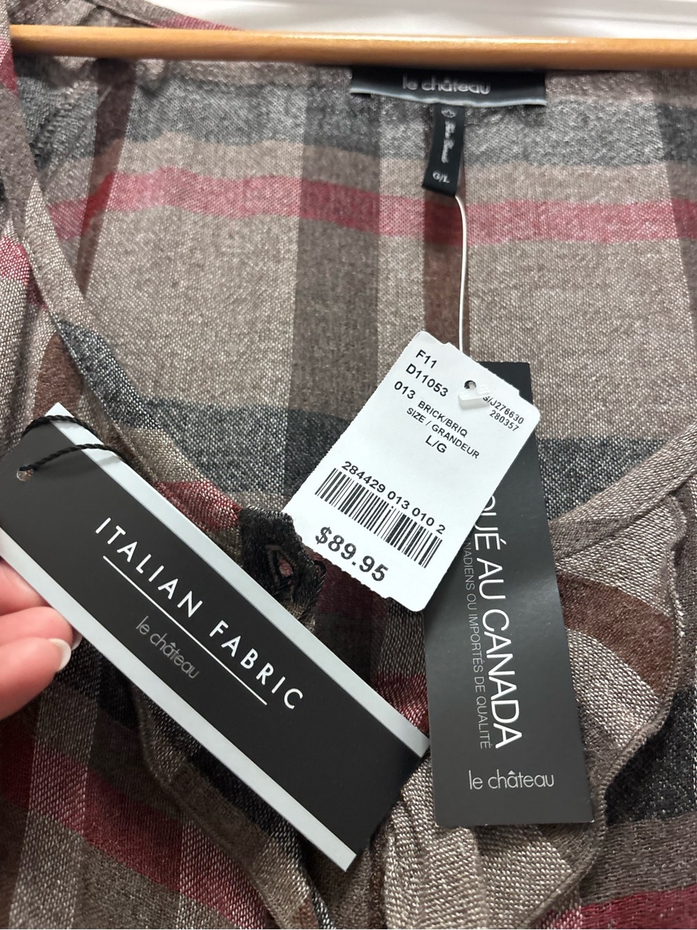 2/$25 le chateau Plaid Ruffle Henley Tunic in Brown, Gray & Pink
BNWT - Picture 2 of 10